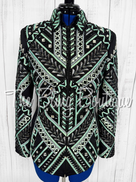 Black, Mint & Gunmetal Grey Showmanship Jacket (Medium)