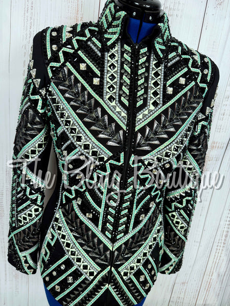 Black, Mint & Gunmetal Grey Showmanship Jacket (Medium)