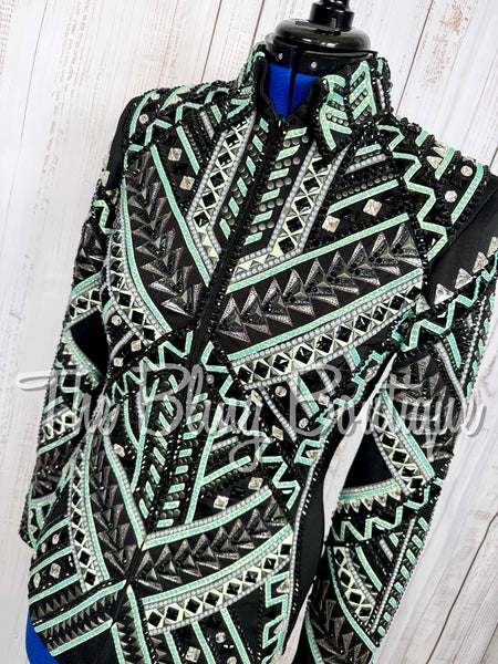 Black, Mint & Gunmetal Grey Showmanship Jacket (Medium)
