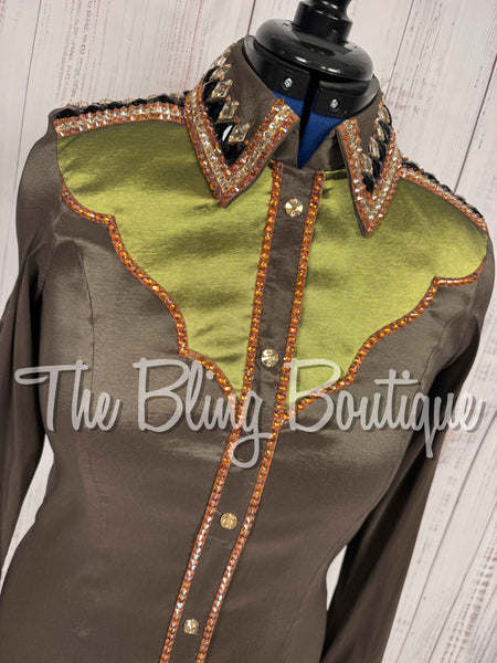 Dark Olive & Light Olive Green Two Toned Day Shirt Set (Medium)
