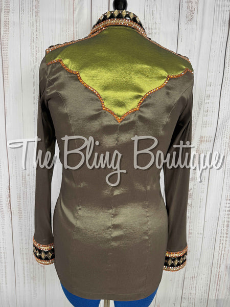Dark Olive & Light Olive Green Two Toned Day Shirt Set (Medium)