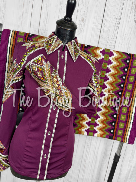 Raspberry, Olive Green, Copper & Tan Day Shirt Set (Small)