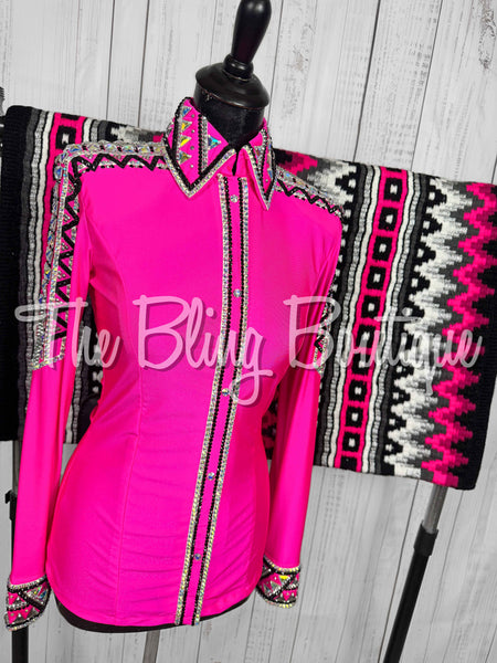 Neon Pink, Black, Silver & White/AB Day Shirt Set (Small)
