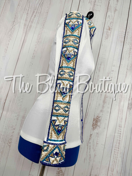 White, Turquoise, Royal Purple, Blue & Tan Day Shirt (Medium)