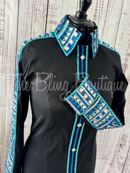 Black, Turquoise & Blue Day Shirt Set (L)