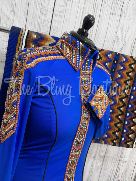 RE-ORDER Royal Blue, Rust & Tan Day Shirt Set (Choose Your Size)