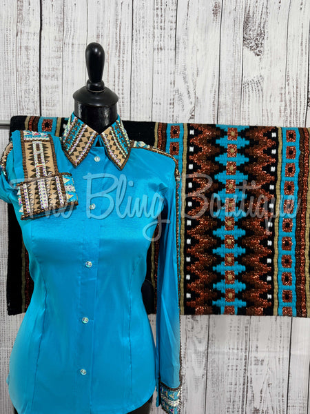 Turquoise & Bronze Day Shirt Set (XS/S)