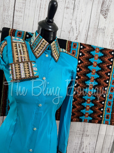 Turquoise & Bronze Day Shirt Set (XS/S)