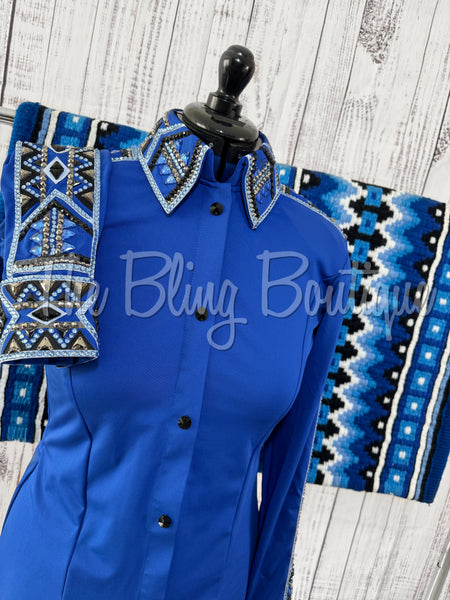 Royal Blue, Light Blue & Black Day Shirt Set (L)