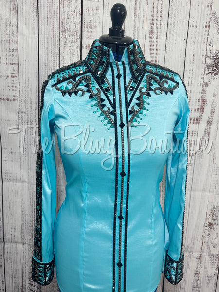 Turquoise, Charcoal & Black Day Shirt Set (M)