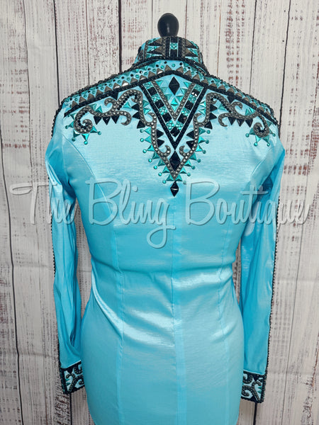Turquoise, Charcoal & Black Day Shirt Set (M)