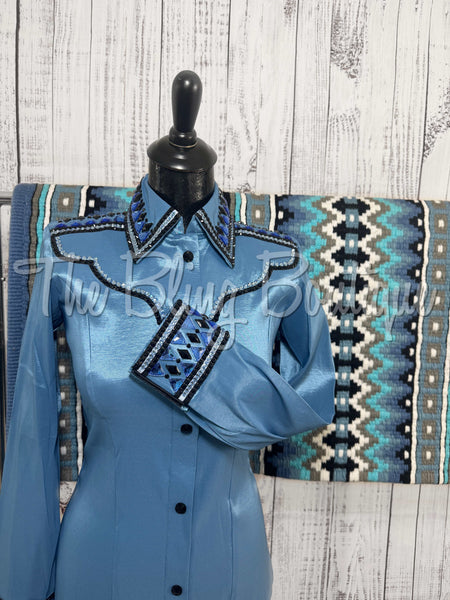 Periwinkle Blue & Black Day Shirt Set (S)