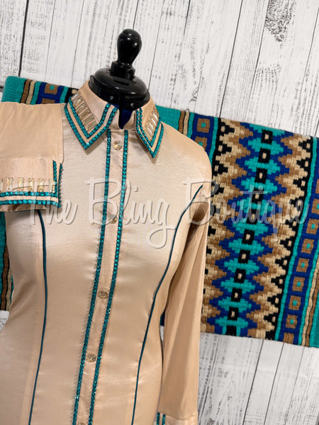 Champagne & Teal Simple Day Shirt Set (Medium)