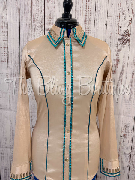 Champagne & Teal Simple Day Shirt Set (Medium)