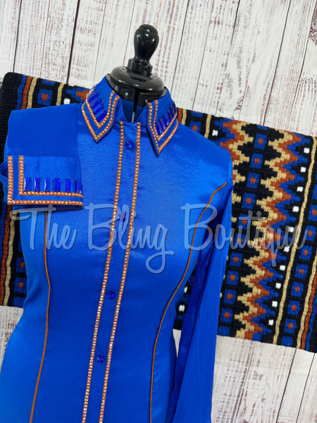 Royal Blue & Copper Simple Day Shirt Set (Medium)