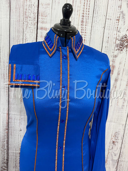 Royal Blue & Copper Simple Day Shirt Set (Medium)