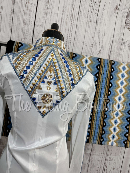 White, Periwinkle & Tan Day Shirt Set (XS/S)