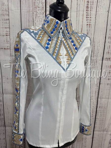 White, Periwinkle & Tan Day Shirt Set (XS/S)