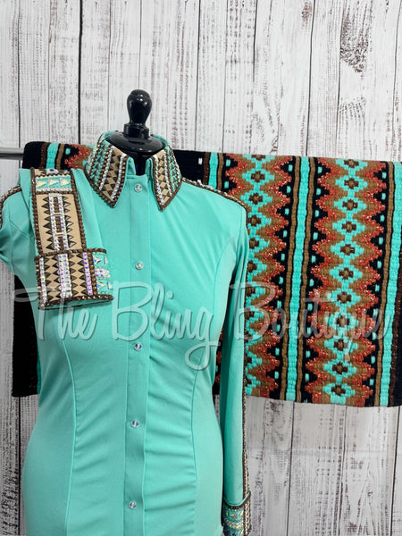 Mint, Tan & Bronze Day Shirt Set (M)