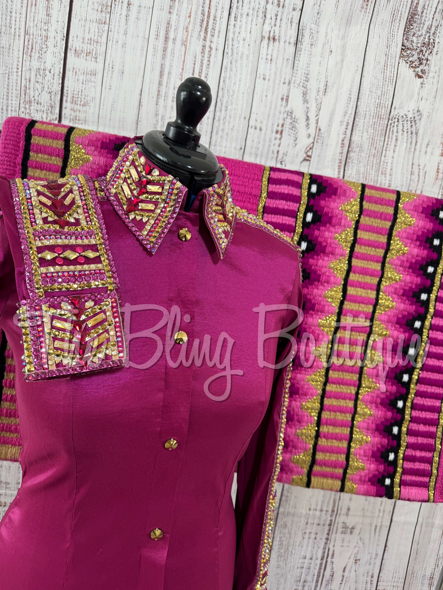 Raspberry, Fuchsia & Gold Day Shirt Set (M)