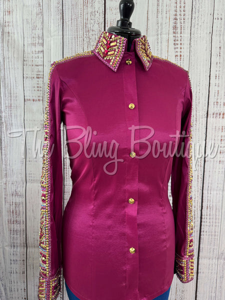 Raspberry, Fuchsia & Gold Day Shirt Set (M)