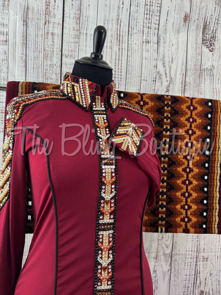 Burgundy, Rust & Tan Day Shirt Set (XL)