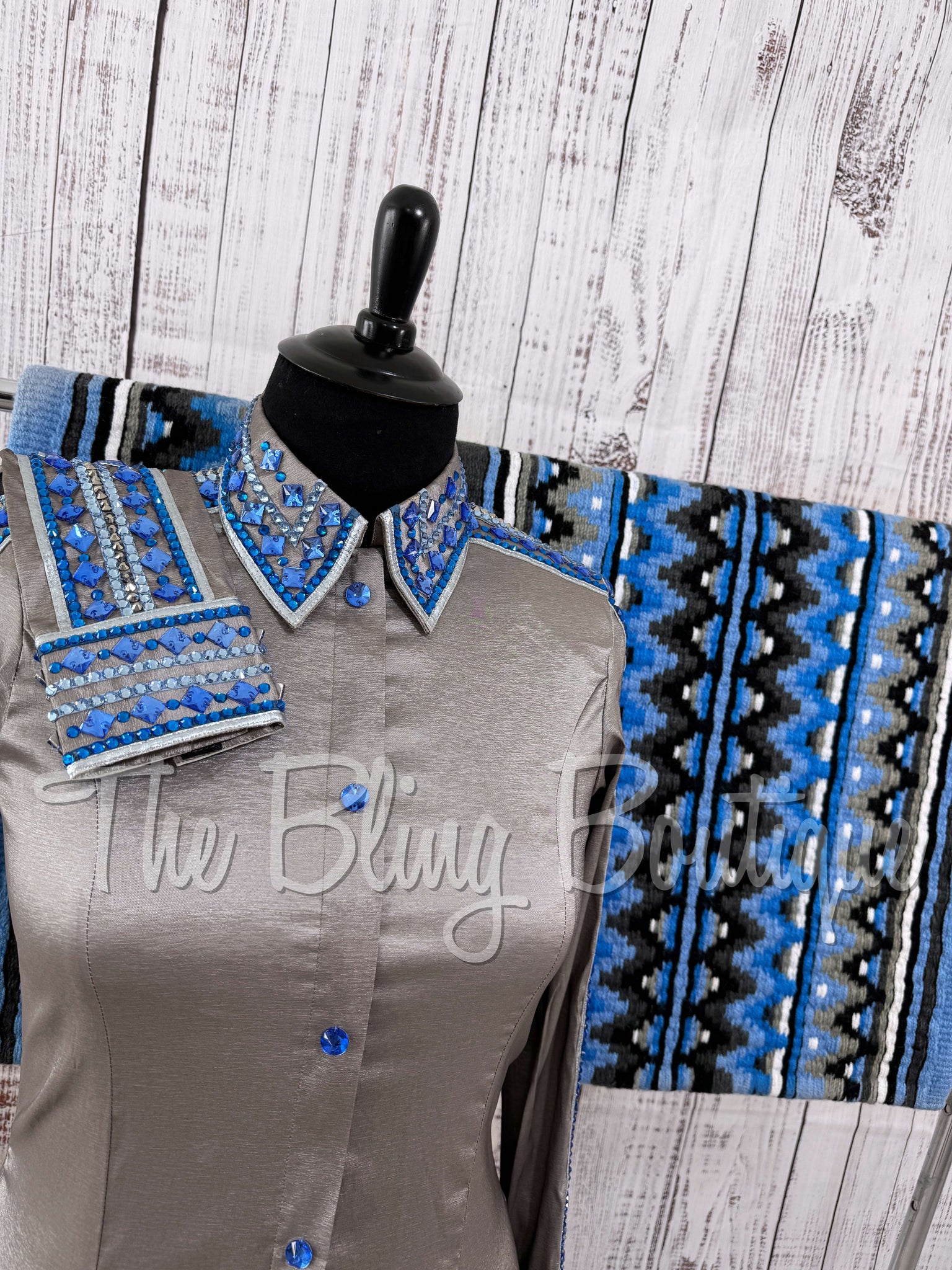 Grey, Periwinkle & Malibu Blue Day Shirt Set (XL)