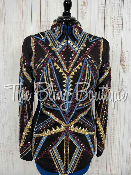 Black, Plum, Cornflower Blue & Tan Showmanship Jacket (Large)