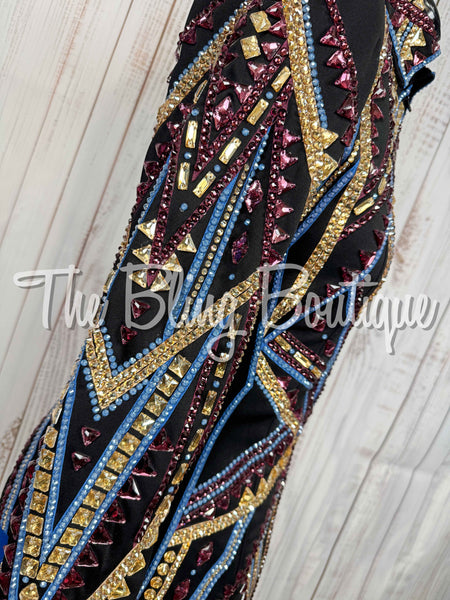 Black, Plum, Cornflower Blue & Tan Showmanship Jacket (Large)