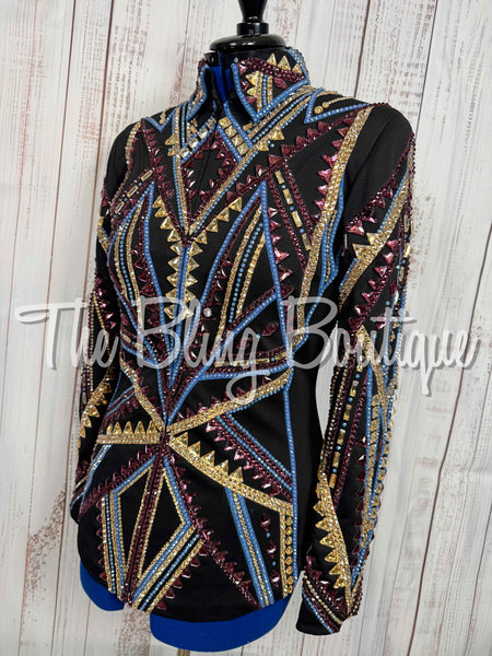 Black, Plum, Cornflower Blue & Tan Showmanship Jacket (Large)