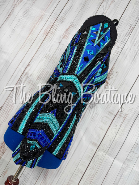 Black, Royal Blue, Teal & Turquoise Showmanship Jacket (Large)