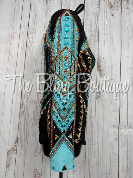 Black, Turquoise, Copper & Tan Showmanship Jacket (Small)