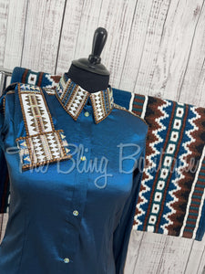 Ocean Blue, White & Bronze Day Shirt Set (2XL)