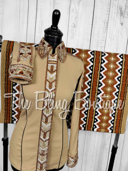 Tan, Copper & White Day Shirt Set (Small)