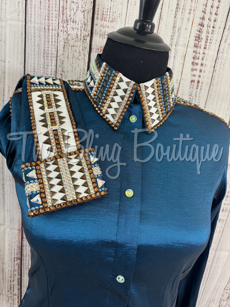 Ocean Blue, White & Bronze Day Shirt Set (2XL)