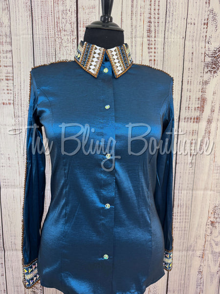 Ocean Blue, White & Bronze Day Shirt Set (2XL)