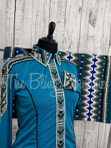 Turquoise & Gunmetal Day Shirt Set (2XL)