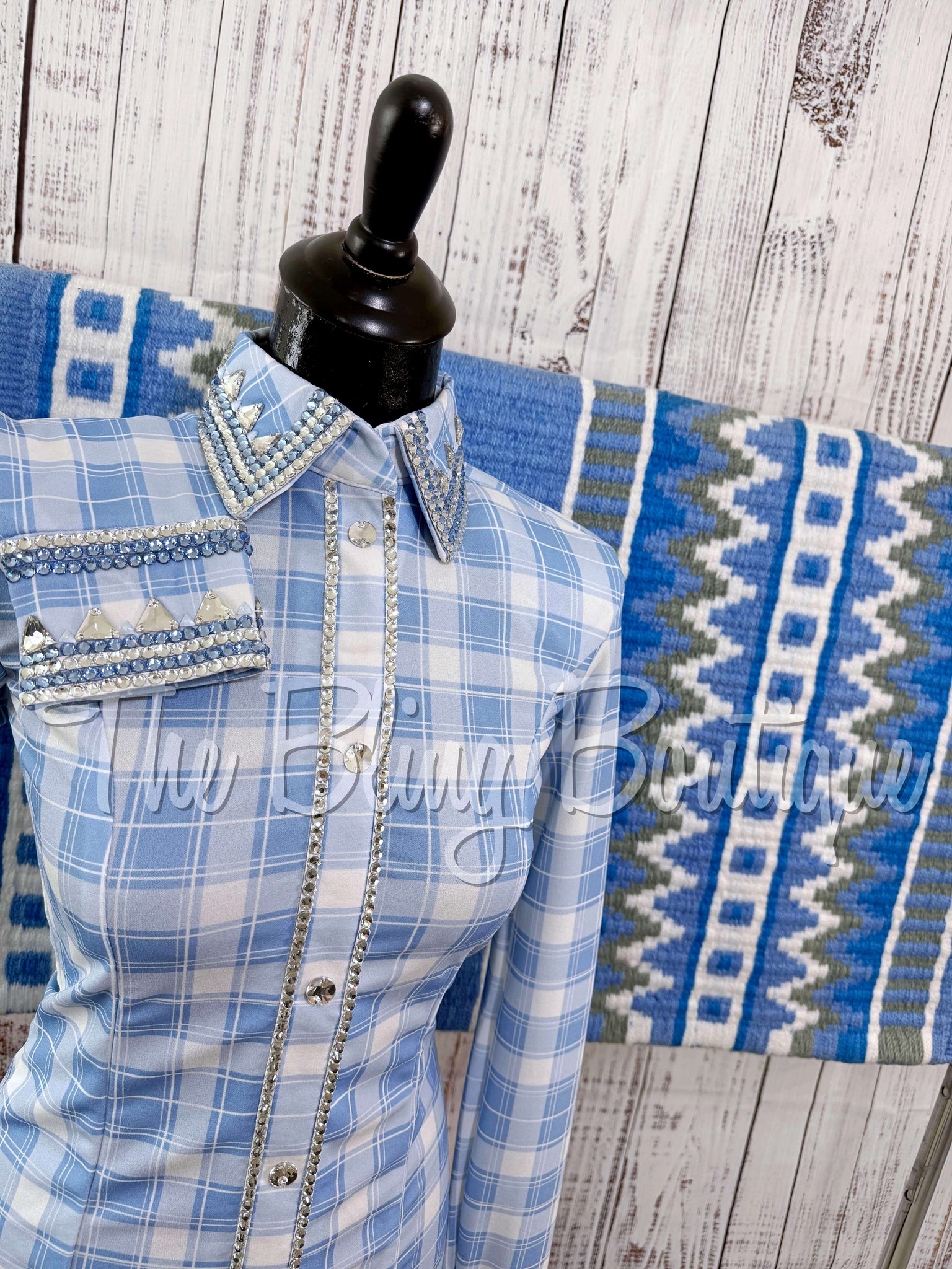Periwinkle, Baby Blue & White Plaid Day Shirt Set (Sizes Small-3XL)