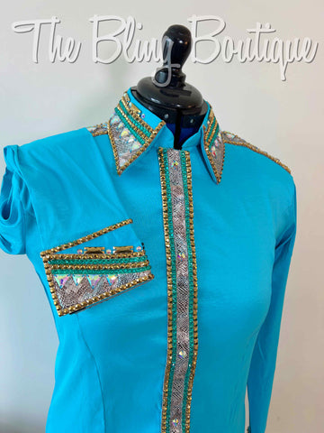 Turquoise, Teal & Gold Day Shirt Set (XL)