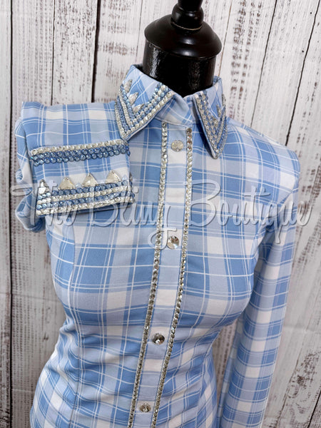 Periwinkle, Baby Blue & White Plaid Day Shirt Set (Sizes Small-3XL)