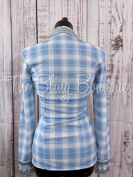 Periwinkle, Baby Blue & White Plaid Day Shirt Set (Sizes Small-3XL)