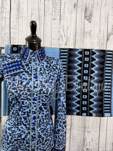 Teal, Purple & Turquoise Day Shirt Set (L)