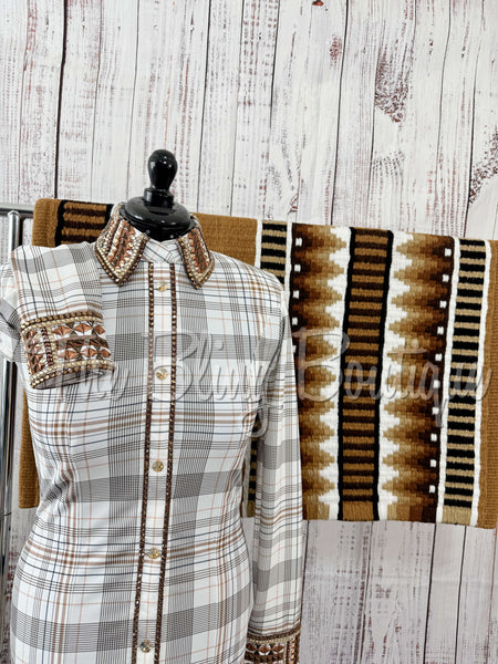 White, Tan & Brown Plaid Day Shirt Set (Sizes Small-3XL)