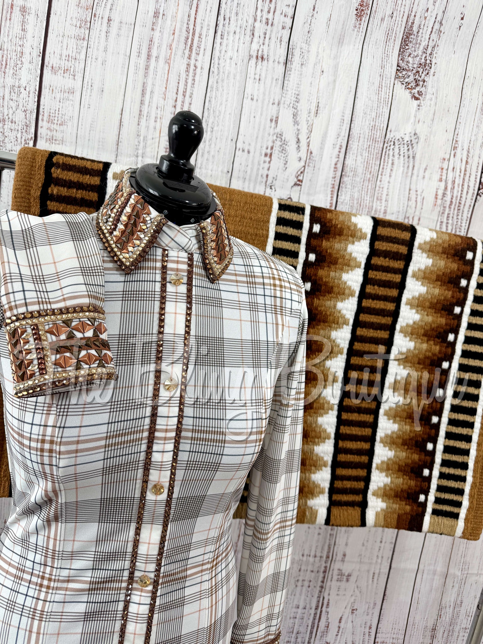 White, Tan & Brown Plaid Day Shirt Set (Sizes Small-3XL)