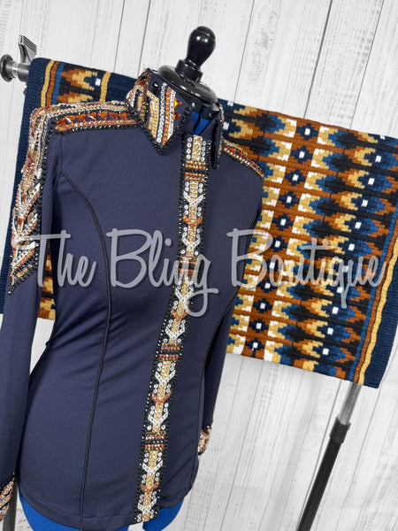 RE-ORDER Navy Blue, Copper, Tan & Black Day Shirt Set (Choose Your Size)