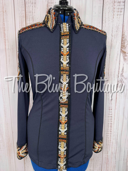RE-ORDER Navy Blue, Copper, Tan & Black Day Shirt Set (Choose Your Size)