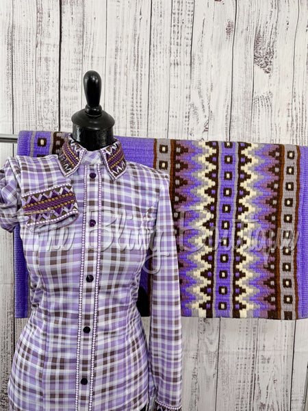 Lavender & Chocolate Plaid Day Shirt Set (Sizes Small-3XL)