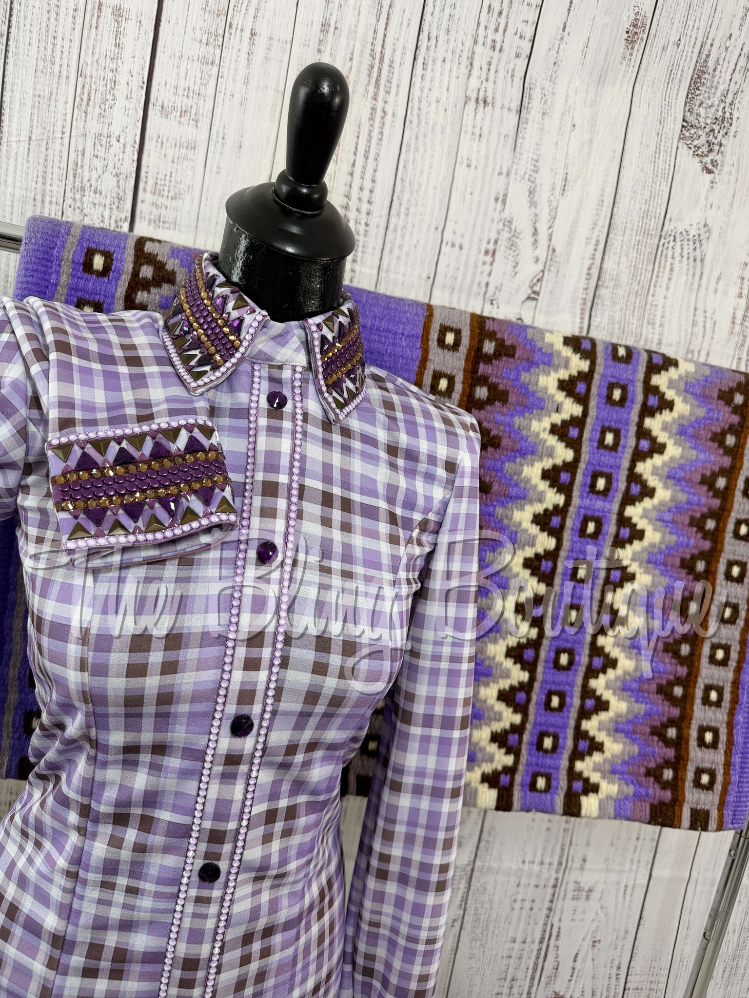 Lavender & Chocolate Plaid Day Shirt Set (Sizes Small-3XL)