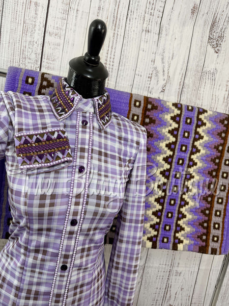 Lavender & Chocolate Plaid Day Shirt Set (Sizes Small-3XL)