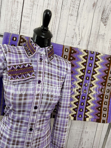 Lavender & Chocolate Plaid Day Shirt Set (Sizes Small-3XL)